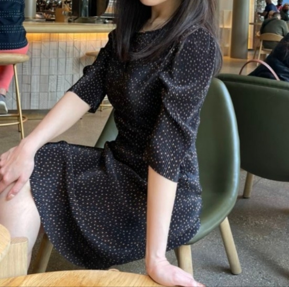 Mango Polka Dot Pleats Dress